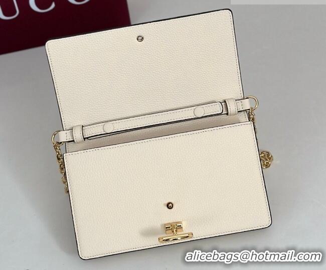 Best Price Gucci Half Horsebit wallet on chain in Grainy Leather 855654 White 2026