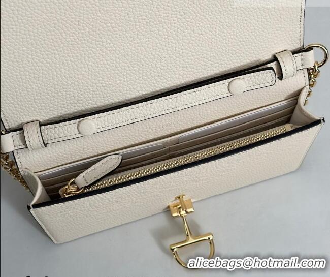 Best Price Gucci Half Horsebit wallet on chain in Grainy Leather 855654 White 2026
