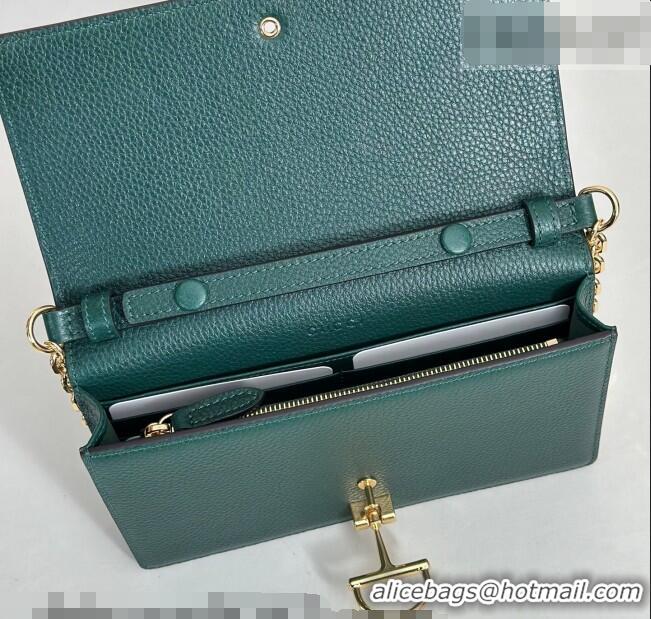 Luxury Discount Gucci Half Horsebit wallet on chain in Grainy Leather 855654 Green 2026