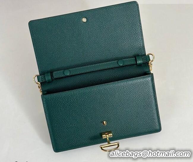 Luxury Discount Gucci Half Horsebit wallet on chain in Grainy Leather 855654 Green 2026