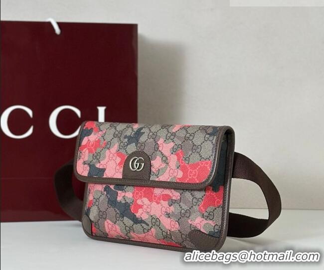 Super Quality Gucci Men's Small belt bag in camouflage GG Fabric 752597 Pink/Red 2026