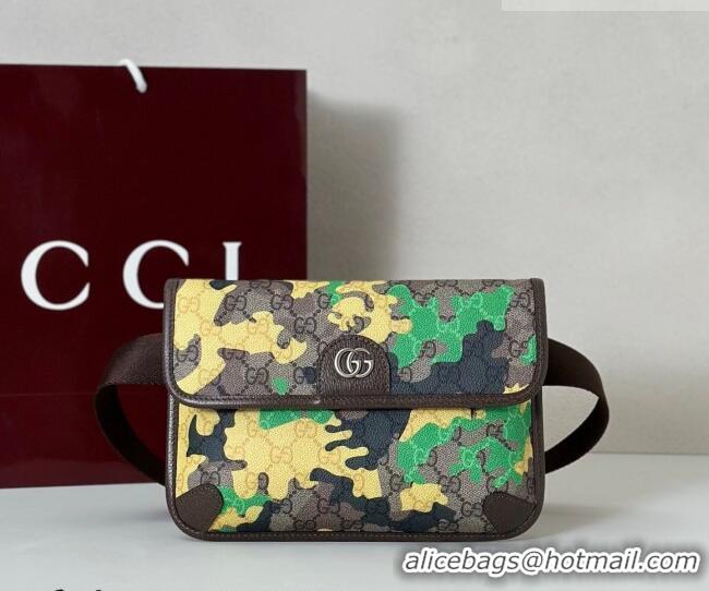 Buy Fashionable Gucci Men's Small belt bag in camouflage GG Fabric 752597 Green/Yellow 2026