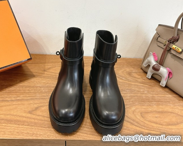 Luxury Cheap Hermes Jeff Ankle Boots in Calfskin Leather H252939 Black 2026