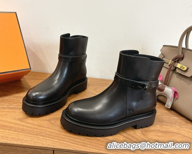 Luxury Cheap Hermes Jeff Ankle Boots in Calfskin Leather H252939 Black 2026