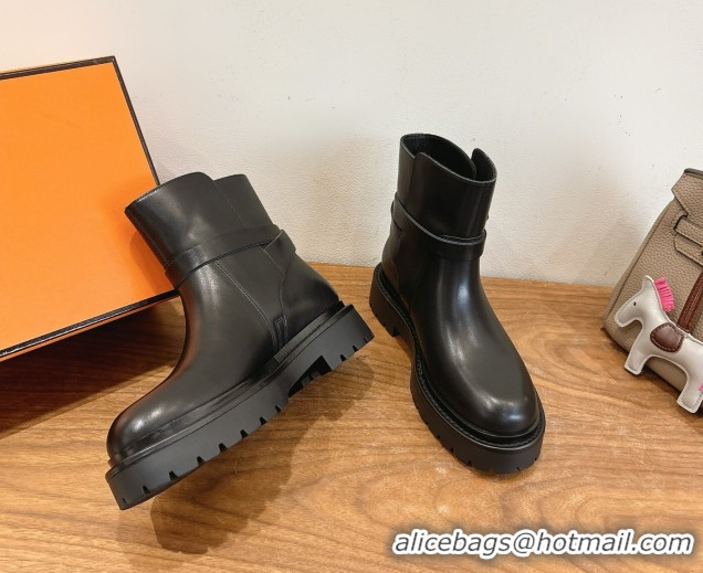 Luxury Cheap Hermes Jeff Ankle Boots in Calfskin Leather H252939 Black 2026