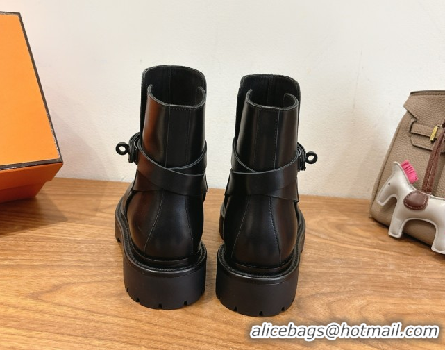 Luxury Cheap Hermes Jeff Ankle Boots in Calfskin Leather H252939 Black 2026