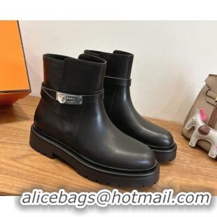 Popular Style Hermes Jeff Ankle Boots in Calfskin Leather H252939 Black/Silver 2026