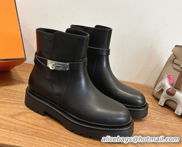 Popular Style Hermes Jeff Ankle Boots in Calfskin Leather H252939 Black/Silver 2026