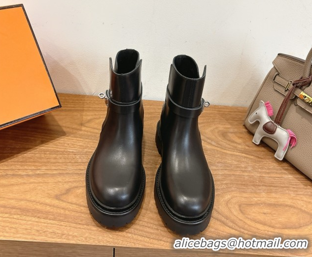 Popular Style Hermes Jeff Ankle Boots in Calfskin Leather H252939 Black/Silver 2026