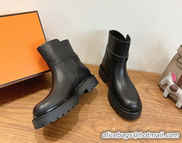 Popular Style Hermes Jeff Ankle Boots in Calfskin Leather H252939 Black/Silver 2026