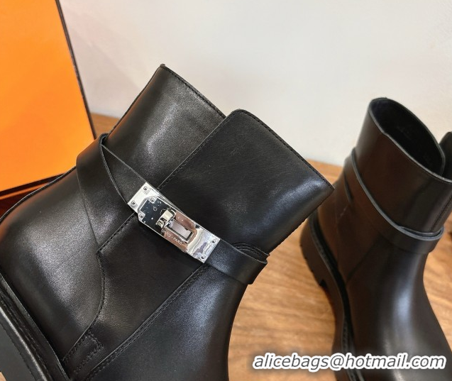 Popular Style Hermes Jeff Ankle Boots in Calfskin Leather H252939 Black/Silver 2026