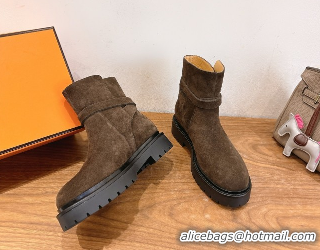 Good Looking Hermes Jeff Ankle Boots in Calfskin Leather H252939 Brown 2026