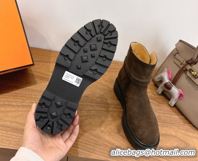 Good Looking Hermes Jeff Ankle Boots in Calfskin Leather H252939 Brown 2026