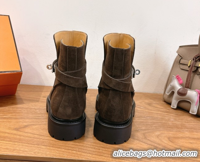 Good Looking Hermes Jeff Ankle Boots in Calfskin Leather H252939 Brown 2026