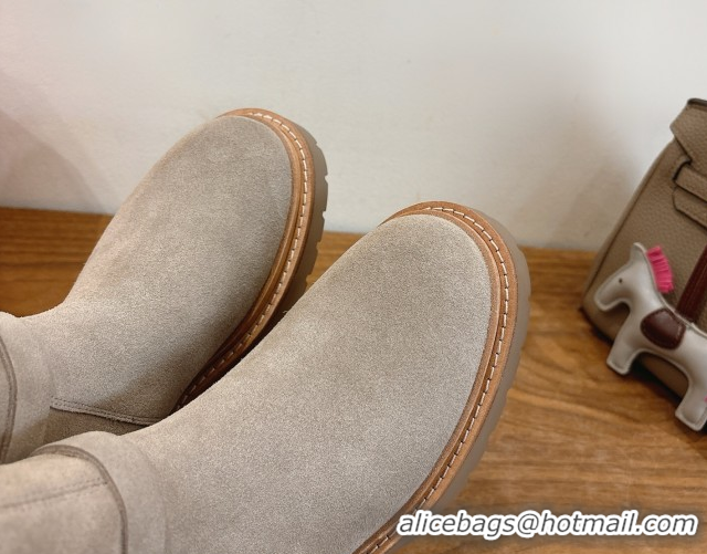 Shop Duplicate Hermes Jeff Ankle Boots in Calfskin Leather H252939 Grey 2026