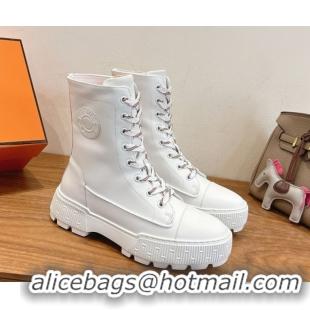 Charming Hermes Fresh Platform Ankle Boots in Calfskin Leather H242072 White 2026