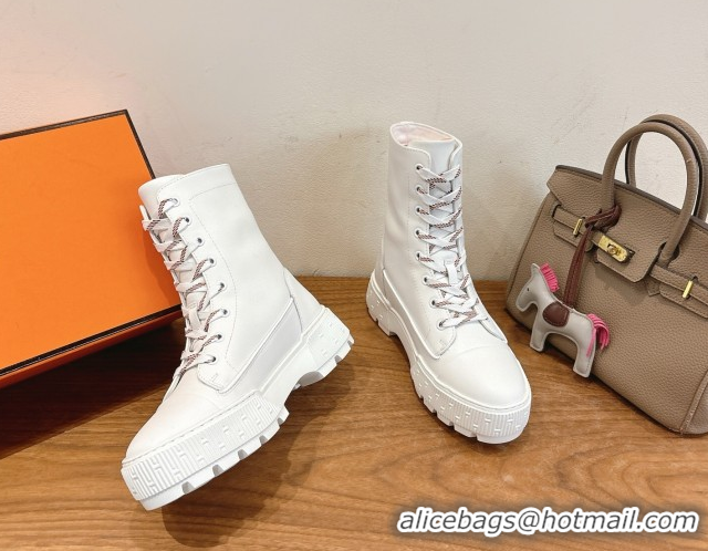Charming Hermes Fresh Platform Ankle Boots in Calfskin Leather H242072 White 2026