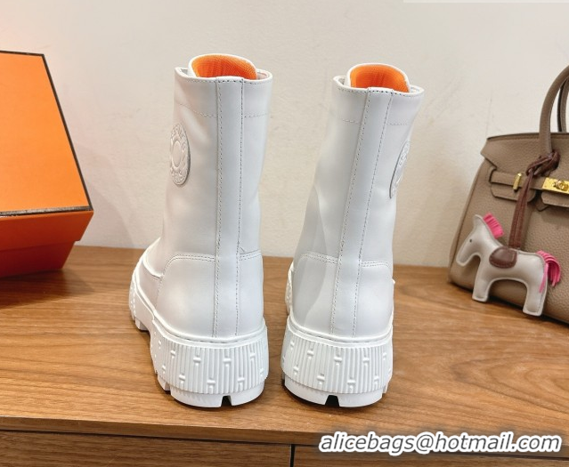 Charming Hermes Fresh Platform Ankle Boots in Calfskin Leather H242072 White 2026