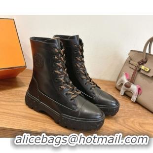 Big Discount Hermes Fresh Platform Ankle Boots in Calfskin Leather H242072 Black 2026