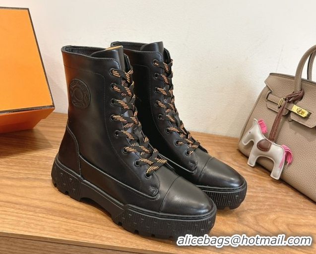 Big Discount Hermes Fresh Platform Ankle Boots in Calfskin Leather H242072 Black 2026