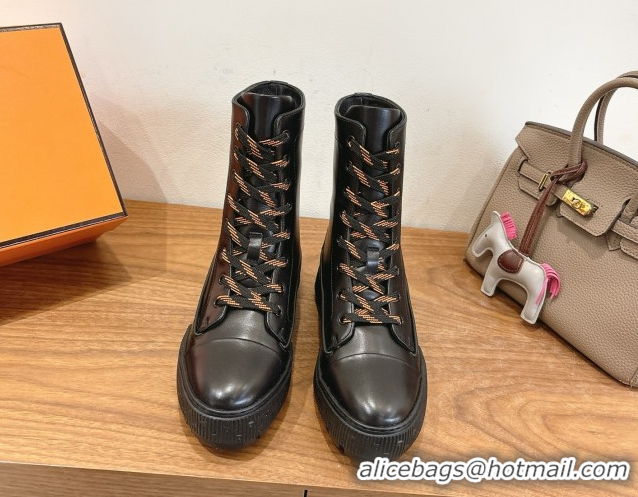 Big Discount Hermes Fresh Platform Ankle Boots in Calfskin Leather H242072 Black 2026