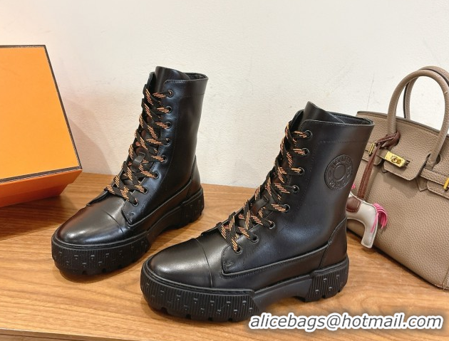 Big Discount Hermes Fresh Platform Ankle Boots in Calfskin Leather H242072 Black 2026