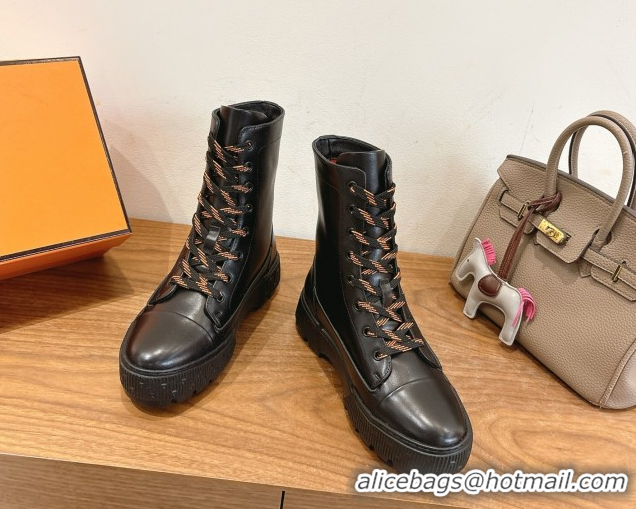 Big Discount Hermes Fresh Platform Ankle Boots in Calfskin Leather H242072 Black 2026