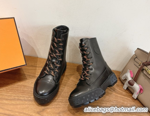 Big Discount Hermes Fresh Platform Ankle Boots in Calfskin Leather H242072 Black 2026