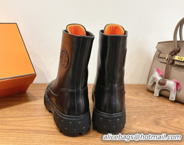 Big Discount Hermes Fresh Platform Ankle Boots in Calfskin Leather H242072 Black 2026