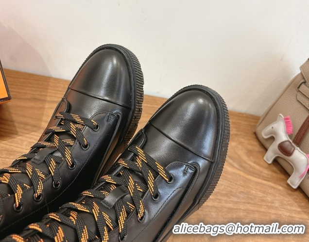 Big Discount Hermes Fresh Platform Ankle Boots in Calfskin Leather H242072 Black 2026
