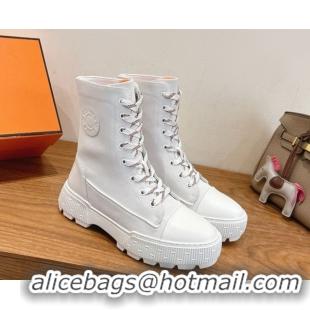 Sophisticated Hermes Fresh Platform Ankle Boots in Suede Leather H242072 White/Brown 2026