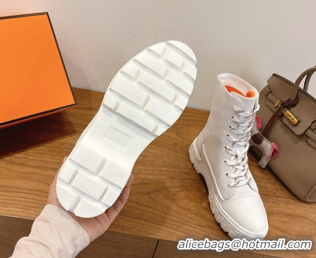 Sophisticated Hermes Fresh Platform Ankle Boots in Suede Leather H242072 White/Brown 2026