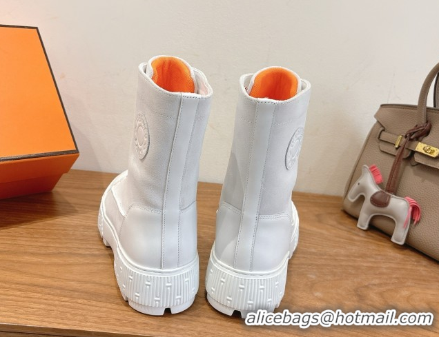 Sophisticated Hermes Fresh Platform Ankle Boots in Suede Leather H242072 White/Brown 2026