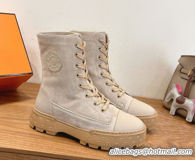 Top Design Hermes Fresh Platform Ankle Boots in Suede Leather H242072 Grey 2026