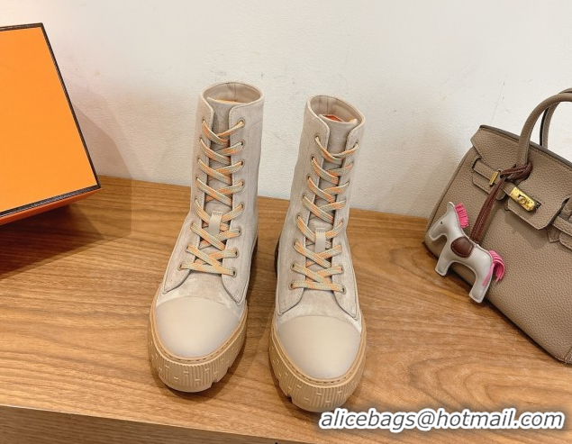 Top Design Hermes Fresh Platform Ankle Boots in Suede Leather H242072 Grey 2026