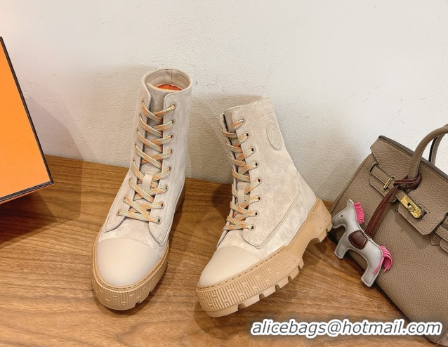 Top Design Hermes Fresh Platform Ankle Boots in Suede Leather H242072 Grey 2026