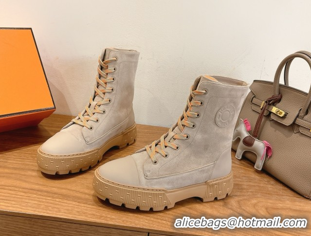 Top Design Hermes Fresh Platform Ankle Boots in Suede Leather H242072 Grey 2026