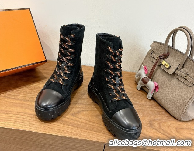 Pretty Style Hermes Fresh Platform Ankle Boots in Suede Leather H242072 Black 2026