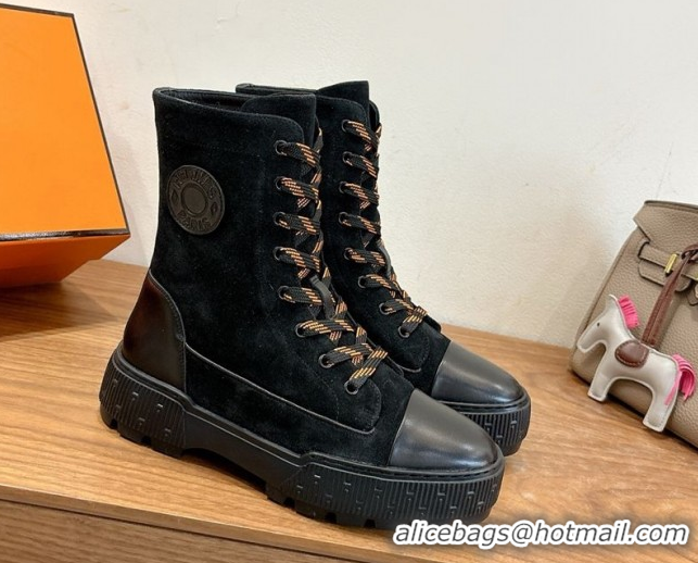 Pretty Style Hermes Fresh Platform Ankle Boots in Suede Leather H242072 Black 2026