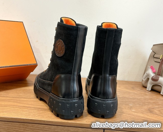 Pretty Style Hermes Fresh Platform Ankle Boots in Suede Leather H242072 Black 2026