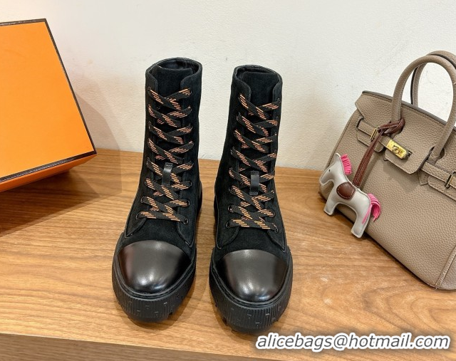 Pretty Style Hermes Fresh Platform Ankle Boots in Suede Leather H242072 Black 2026