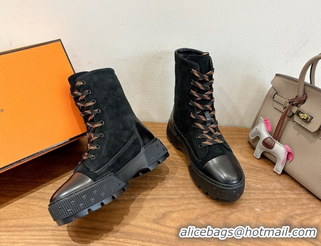 Pretty Style Hermes Fresh Platform Ankle Boots in Suede Leather H242072 Black 2026