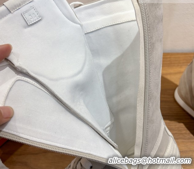 Top Grade Hermes Suede and Calfskin Leather Sneaker Boots H122001 Light Grey 2026