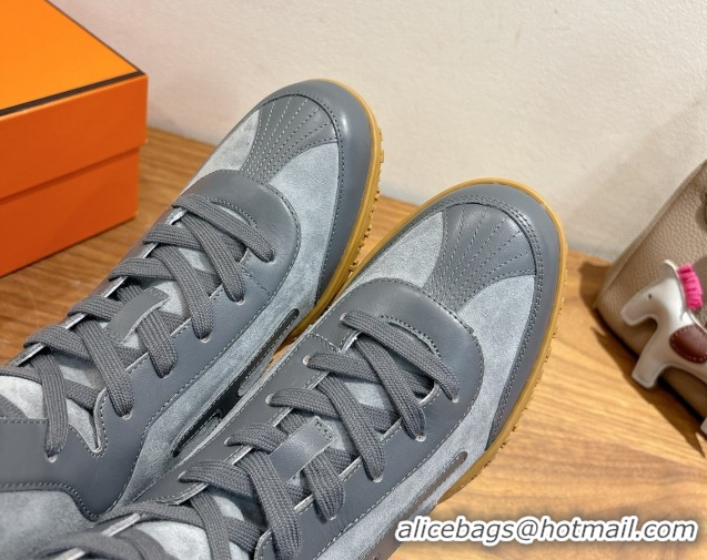 Sumptuous Hermes Suede and Calfskin Leather Sneaker Boots H122001 Dark Grey 2026