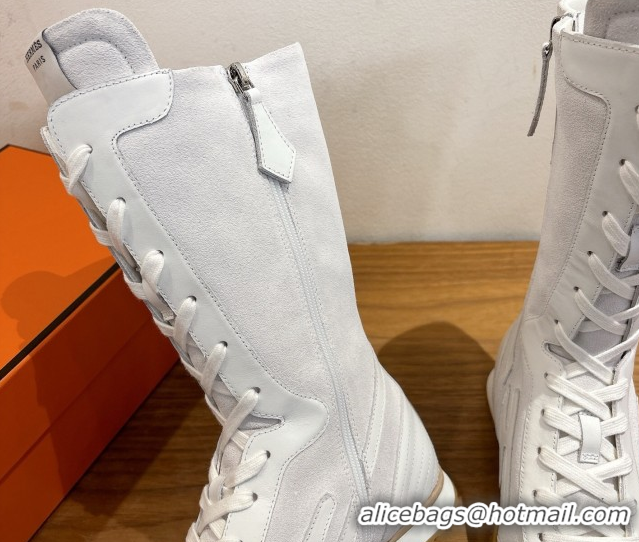 Purchase Hermes Suede and Calfskin Leather Sneaker Boots H122001 White 2026