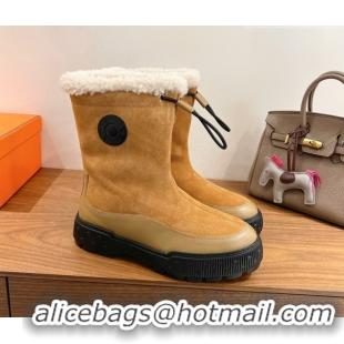 Luxurious Hermes Suede and Shearling Platform Ankle Boots  HS122201 Beige 2026
