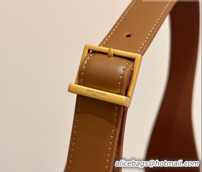 Discount Saint Laurent LE 5 À 7 Supple Small Hobo Bag in Raffia Straw Like and Leather 713938 BrownKhaki 2026