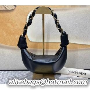 Promotional Saint Laurent Amalia Mini Hobo Bag in Shiny Leather 862558 Black 2026