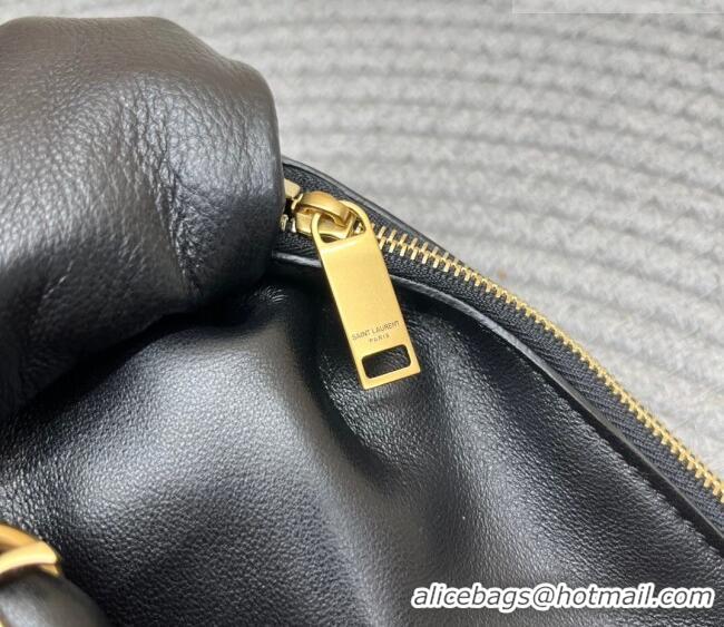 Promotional Saint Laurent Amalia Mini Hobo Bag in Shiny Leather 862558 Black 2026