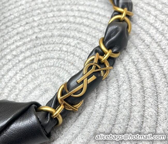 Promotional Saint Laurent Amalia Mini Hobo Bag in Shiny Leather 862558 Black 2026